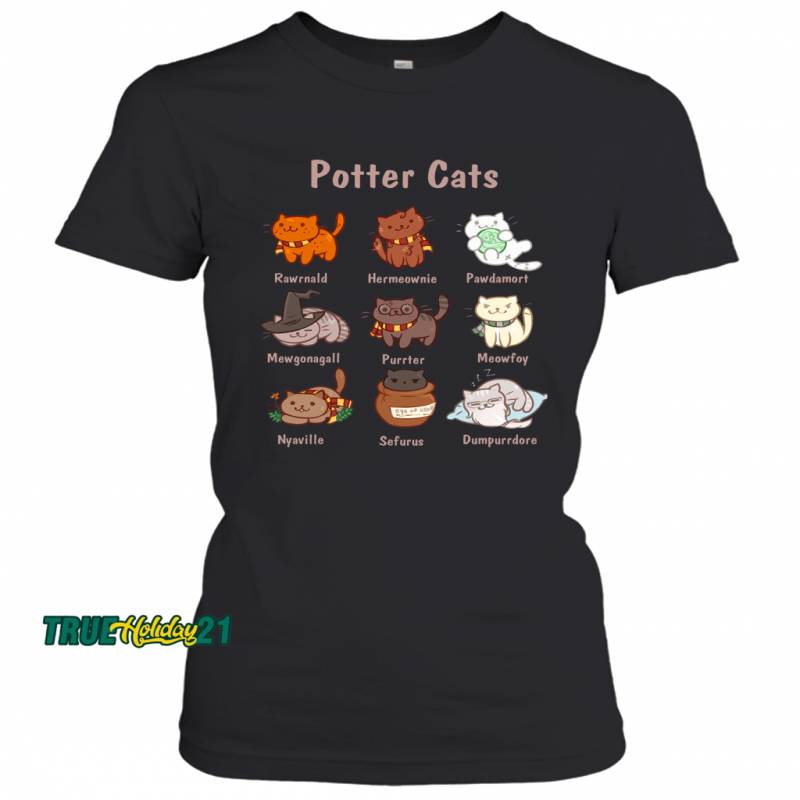 Potter Cats Kitten Funny Harry Pawter Cute Gift Women’s T-Shirt