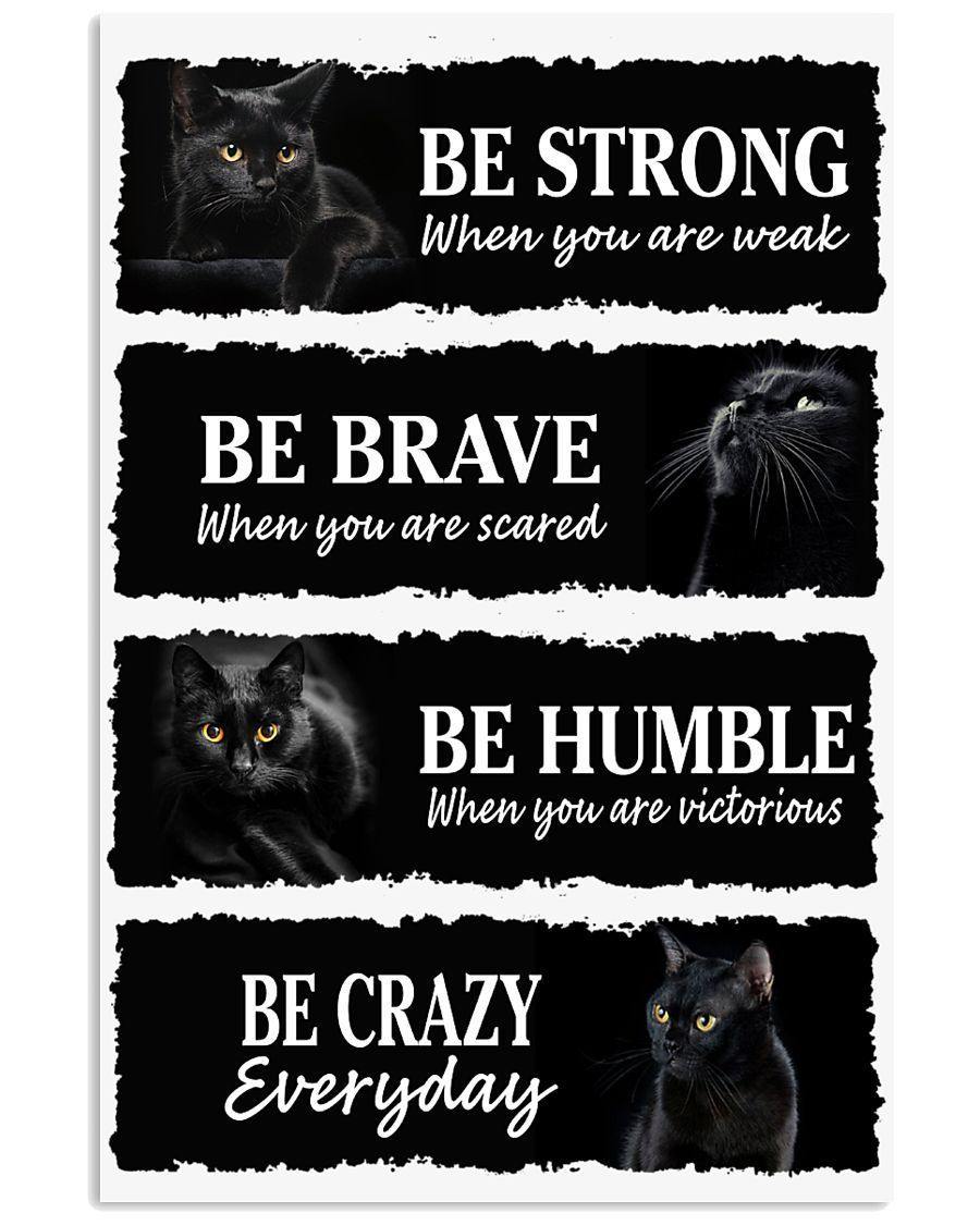 Black Cat Be Strong Be Brave – Best Idea Gift , Gift For Home Decor, Gift For Family – Horizontal Canvas Matte Canvas Wall Art