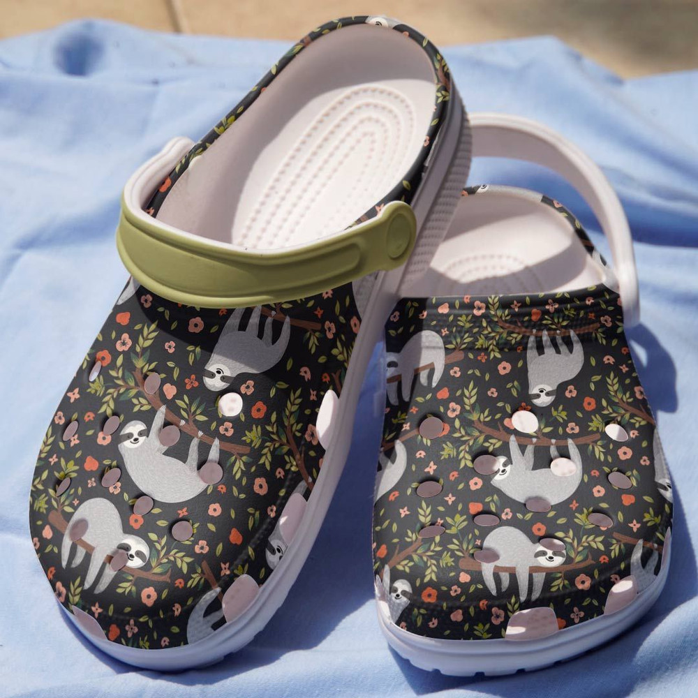 Last Sloth In The World Sloth Flower Gift For Lover Rubber Crocs Clog Shoes Comfy Footwear