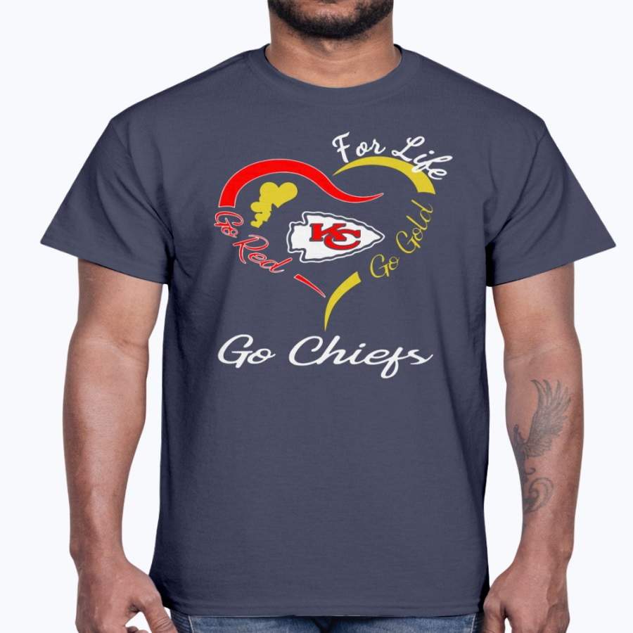 Kansas City Chiefs Heart For Life Go Red Go Gold Go Chiefs Shirt