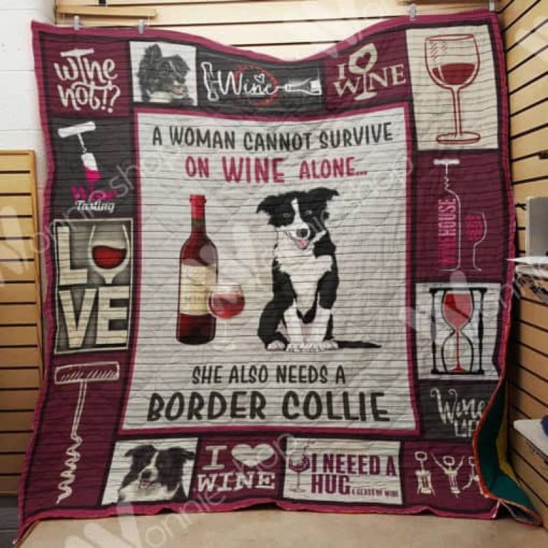 Wine and Border Collie A2205 87O34 Blanket