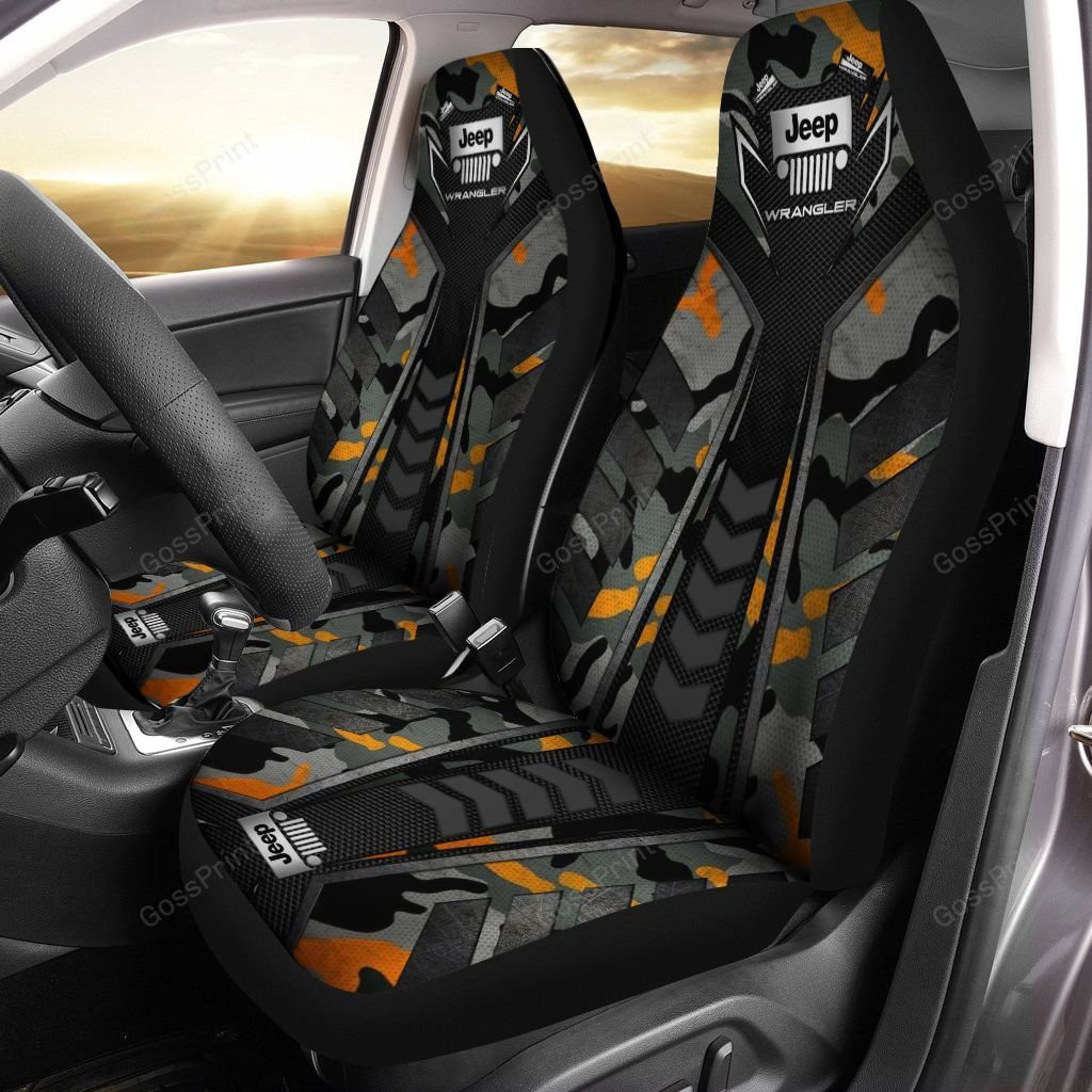 Jeep Wrangler Car Seat Cover (Set Of 2) Ver 8 (Orange)