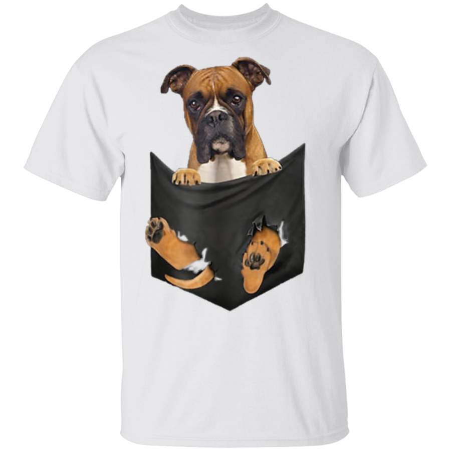 Boxer Inside Pocket Funny TShirt Lover Dog Cute Gift Tee