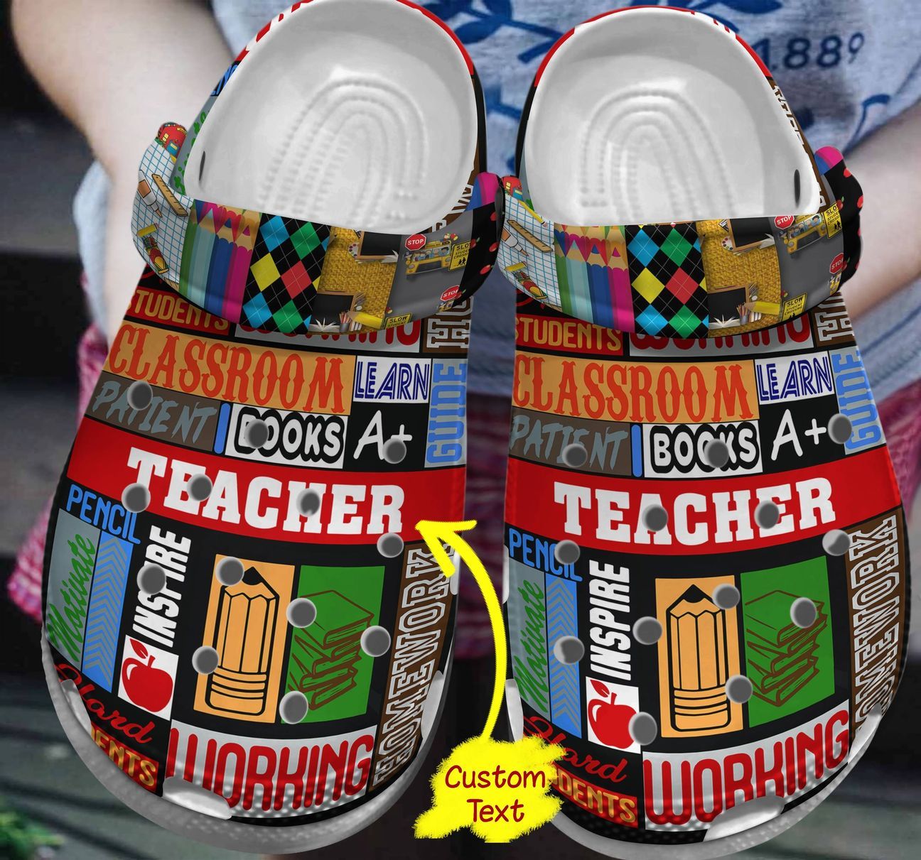 Teacher Personalized Clog, Custom Name, Text, Color, Number Fashion Style For Women, Men, Kid, Print 3D Teacher Life