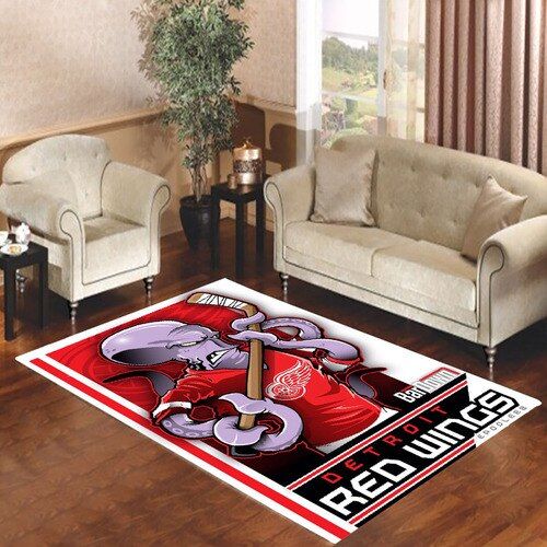 Detroit Red Wings Logo Mascot Living Room Carpet Rugs Area Rug For Living Room Bedroom Rug Home Decor