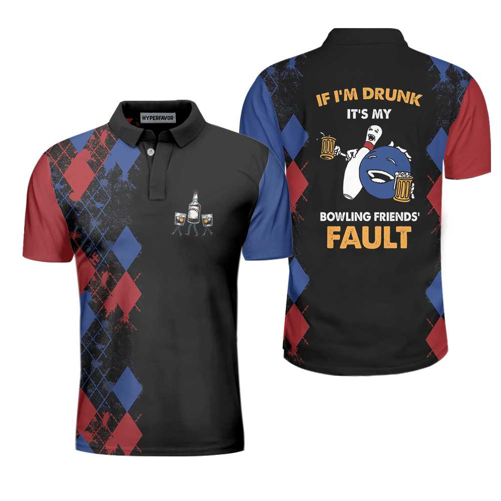 Bowling If I’M Drunk Polo Shirt, Argyle Pattern Polo Shirt Design, Funny Bowling Shirt For Male Players Coolspod