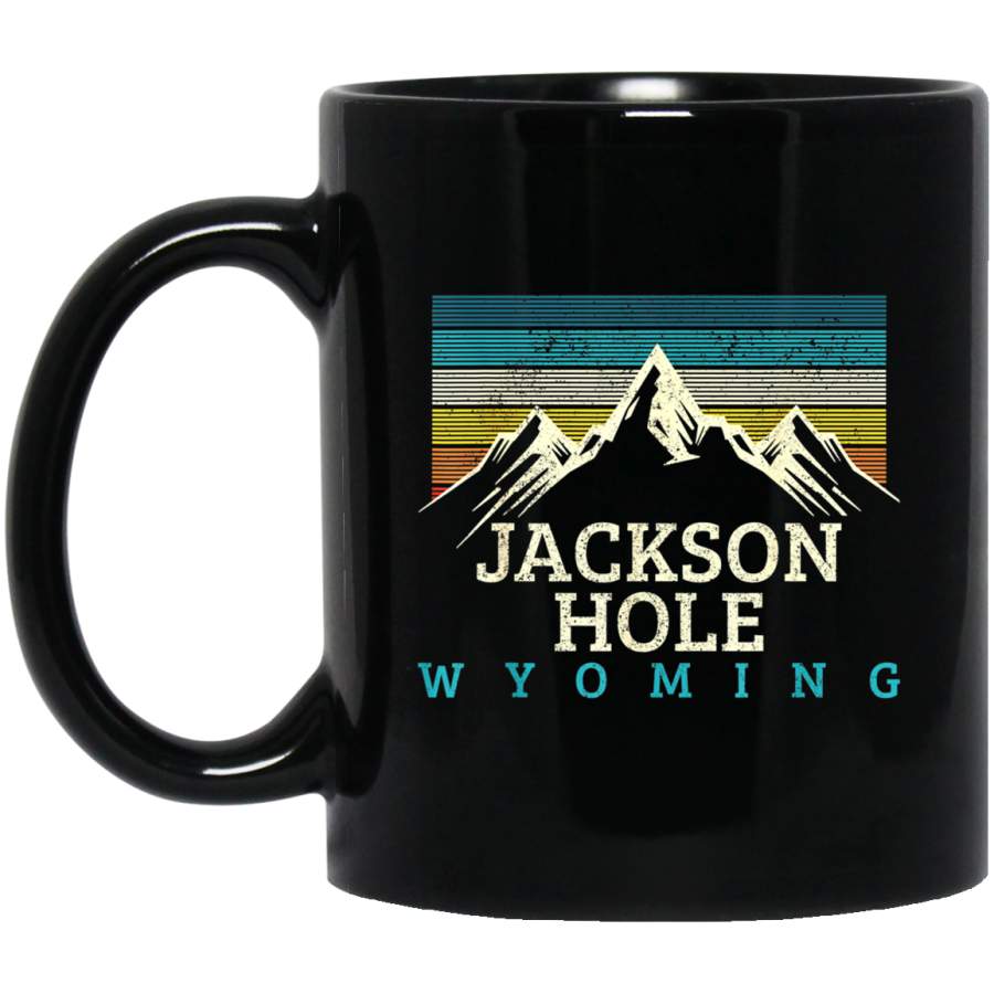 Jackson Hole Wyoming Vintage Mountains Nature Souvenir Black Mug