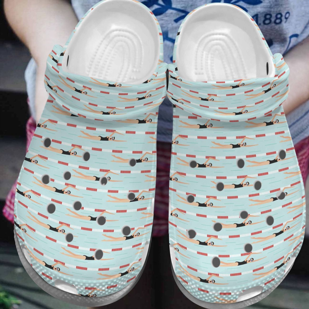 Swimming Personalize Clog, Custom Name, Text, Fashion Style For Women, Men, Kid, Print 3D Swimming Pattern