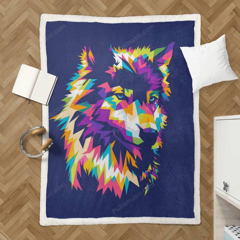 Wolf on WPAP – Animals Pop Art Sherpa Fleece Blanket