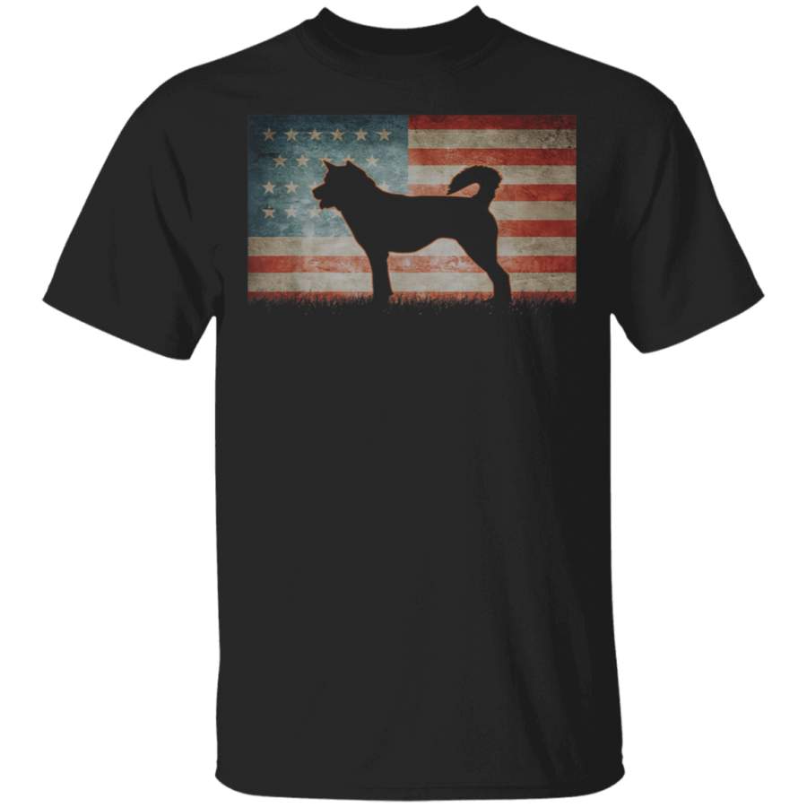 Vintage Best USA Siberian Husky Dog Dad Ever American Flag TShirt