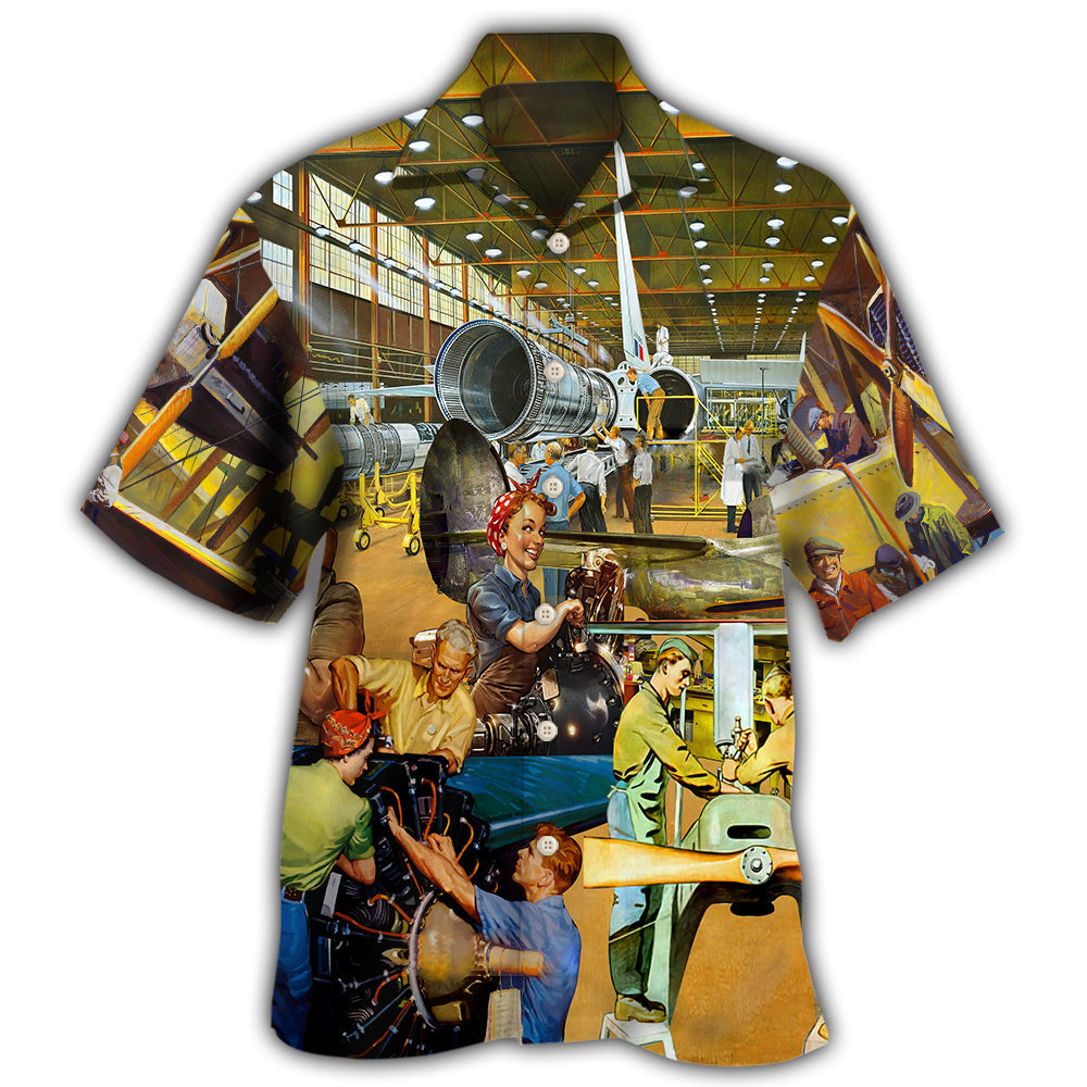 Aircraft Mechanic Style Hawaii Shirt Ha21238