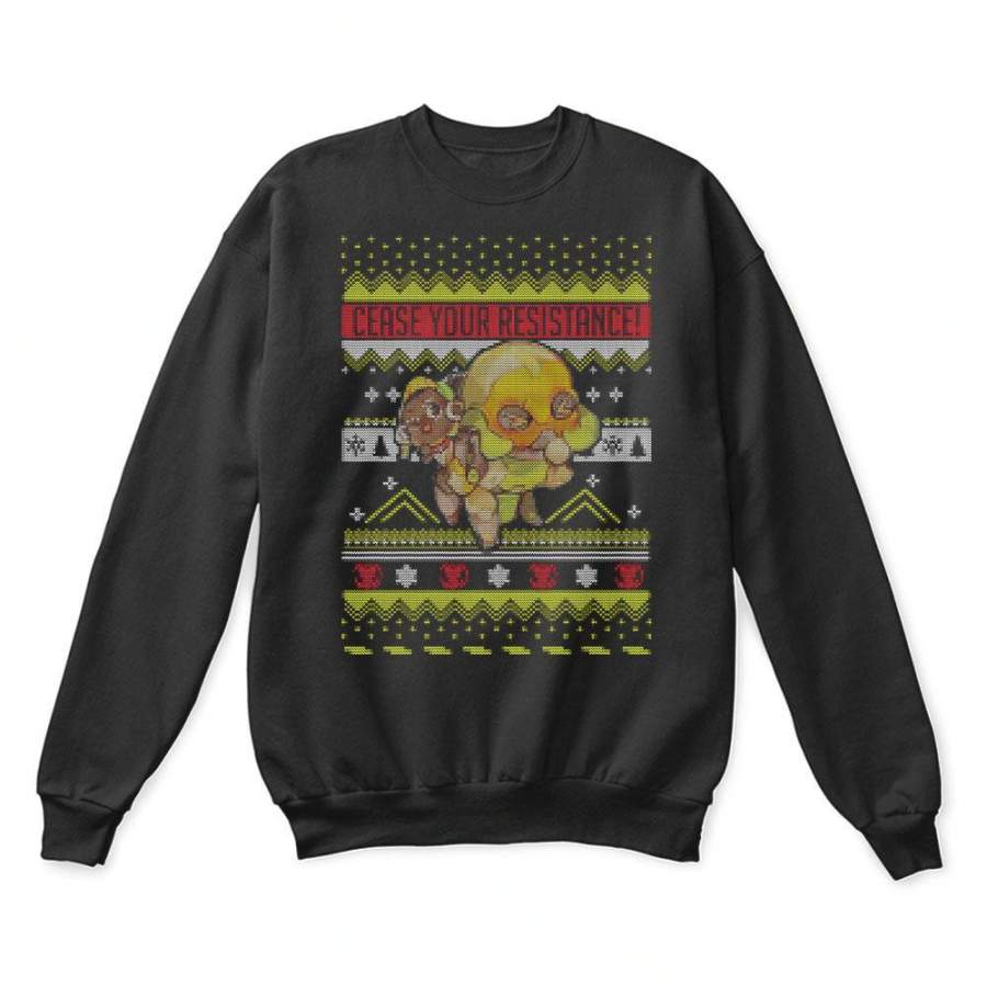 Cease Your Resistance Chibi Orisa Christmas Ugly Sweaters