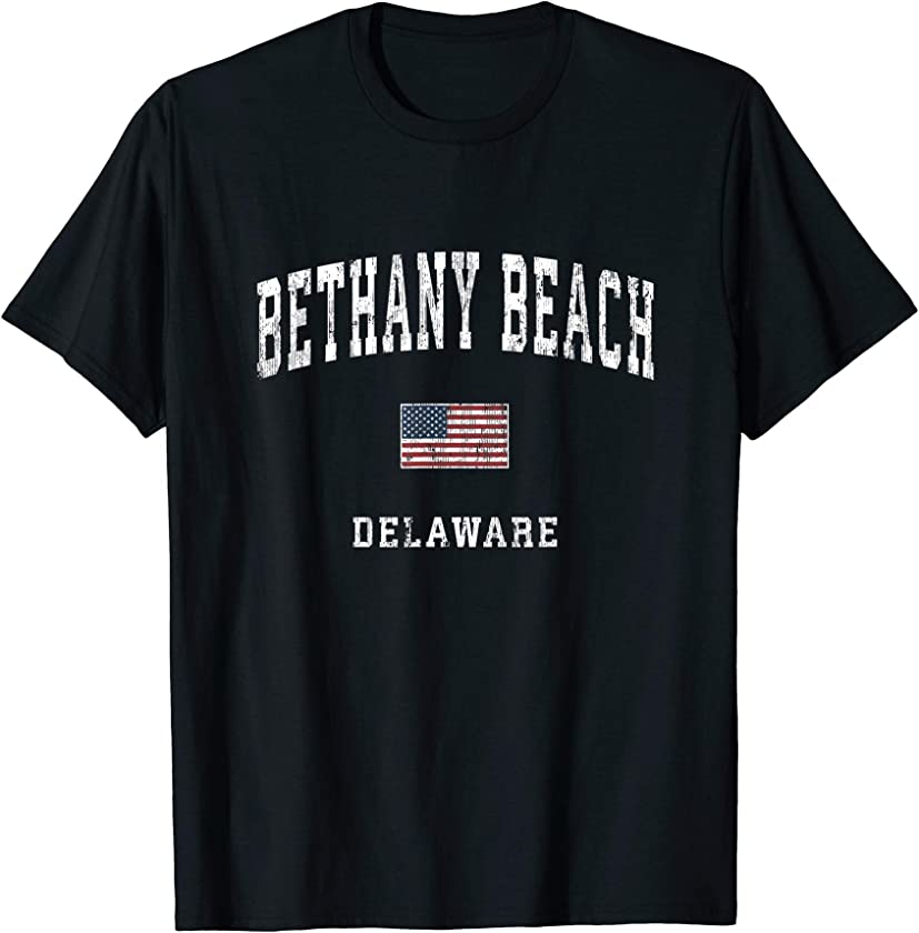 Bethany Beach Delaware DE Vintage American Flag Sports T-Shirt