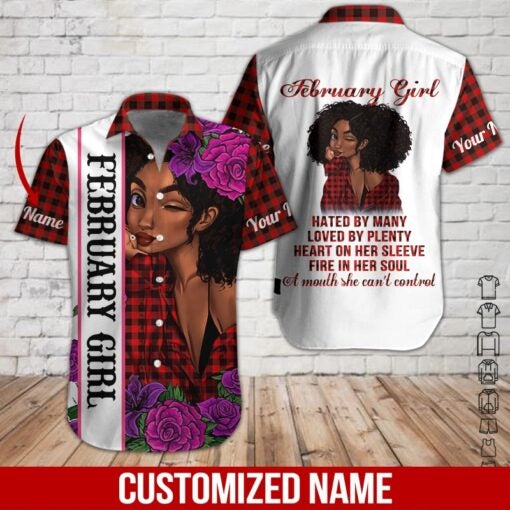 February Girl Custom Name Hawaii Shirt For Men Women Adult Ha64107