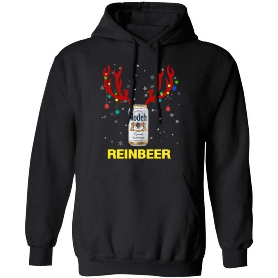 Reinbeer Modelo Especial Beer In Red Reindeer Horns Christmas Hoodie Funny Gift T-Shirt