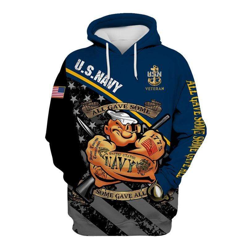Custom Name Us Navy Popeye Veteran All Gave Some Some Gave All Hoodie Kv Corethermax