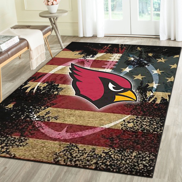 Arizona Cardinals Area Rug, Football Team Living Room Carpet, Man Cave Floor Mat