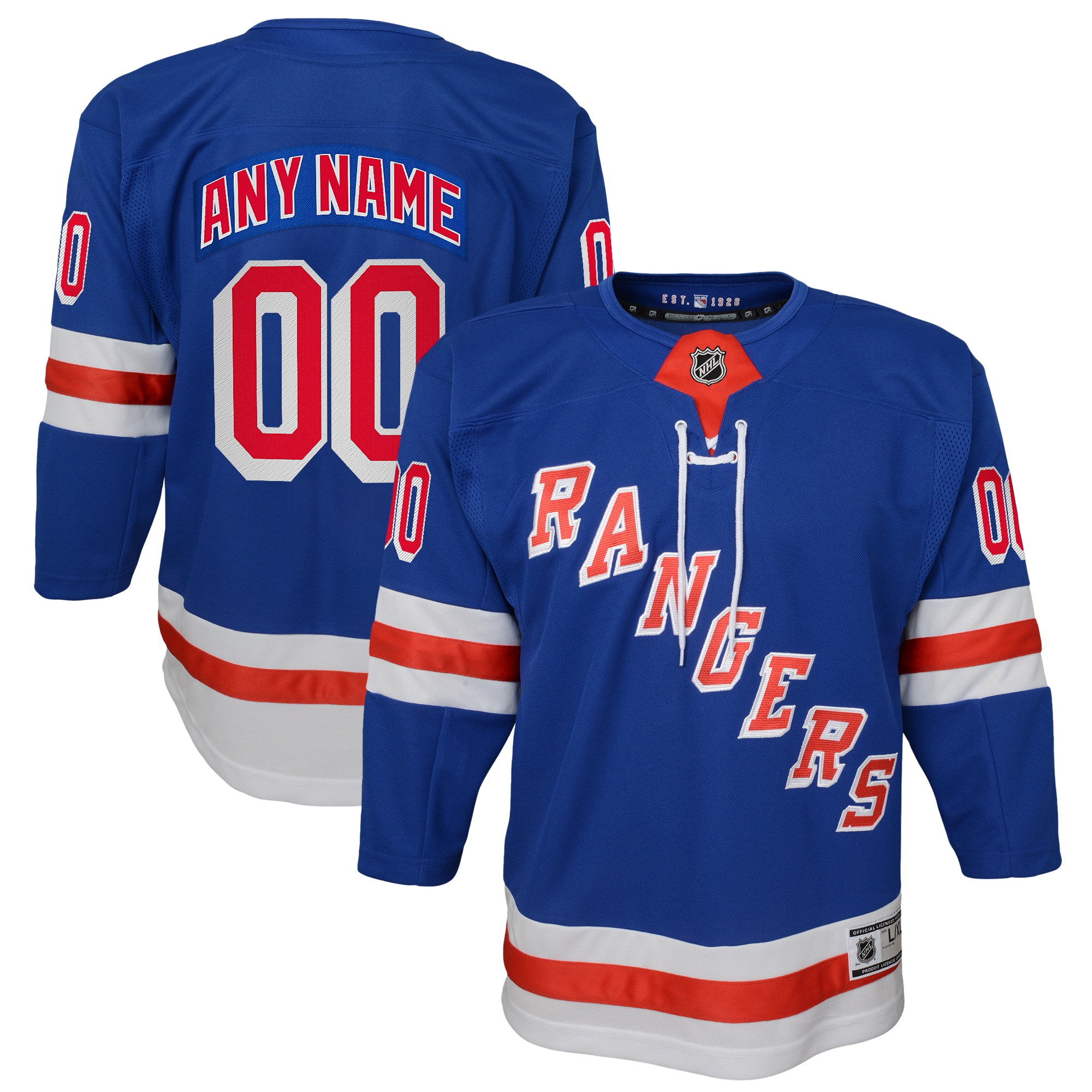 Youth New York Rangers Blue Home Premier Custom Jersey