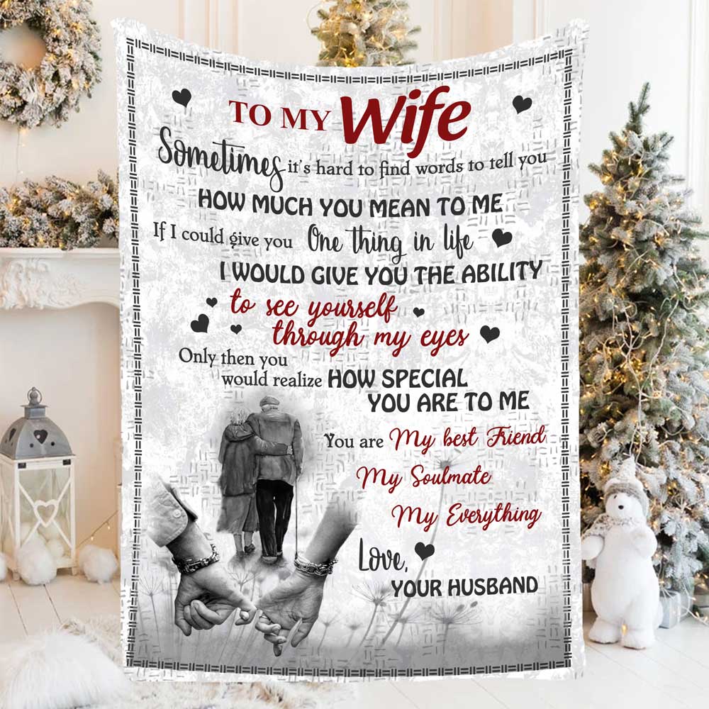 To My Wife You Are My Best Friend My Soulmate Valentine Blanket Gift For Wife From Husband Birthday Gift Home Decor Bedding Couch Sofa Soft And Comfy Cozy