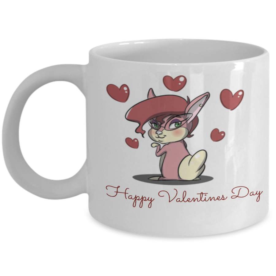 Valentine Coffee Mug-Funny Bunny-Tea Cup Gift Couples