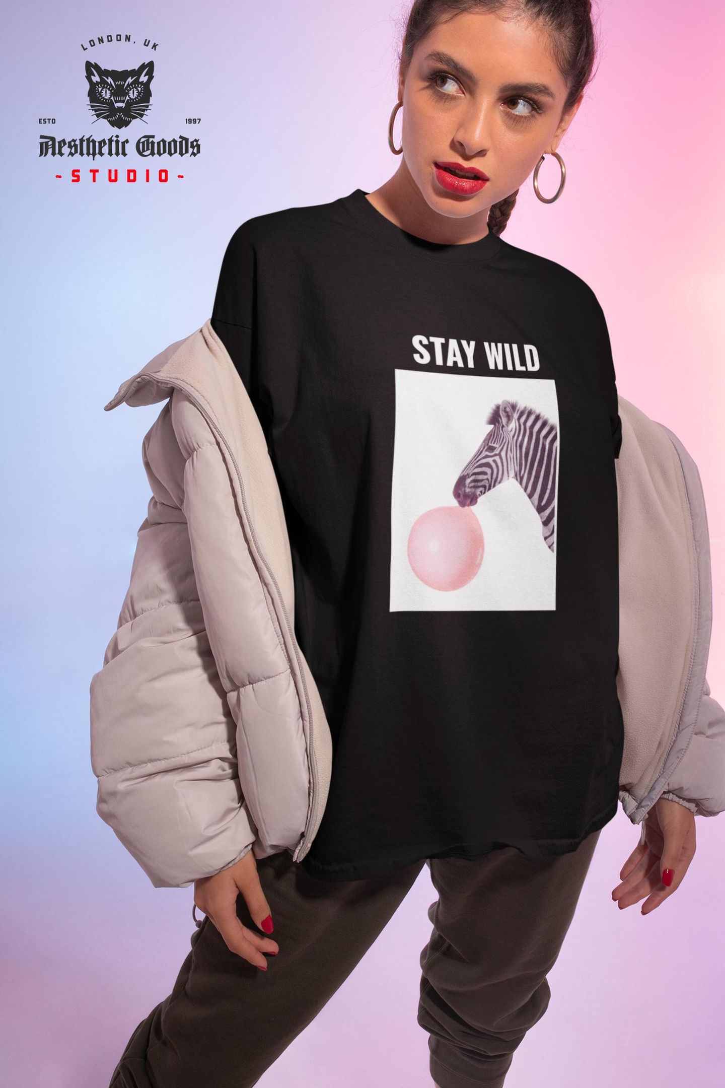 Zebra Stay Wild T Shirt / Motivation T Shirts / Zebra Bubble Gum / Wild Life / Self Love / Funny Animals / Stay Focus / Safari / Africa