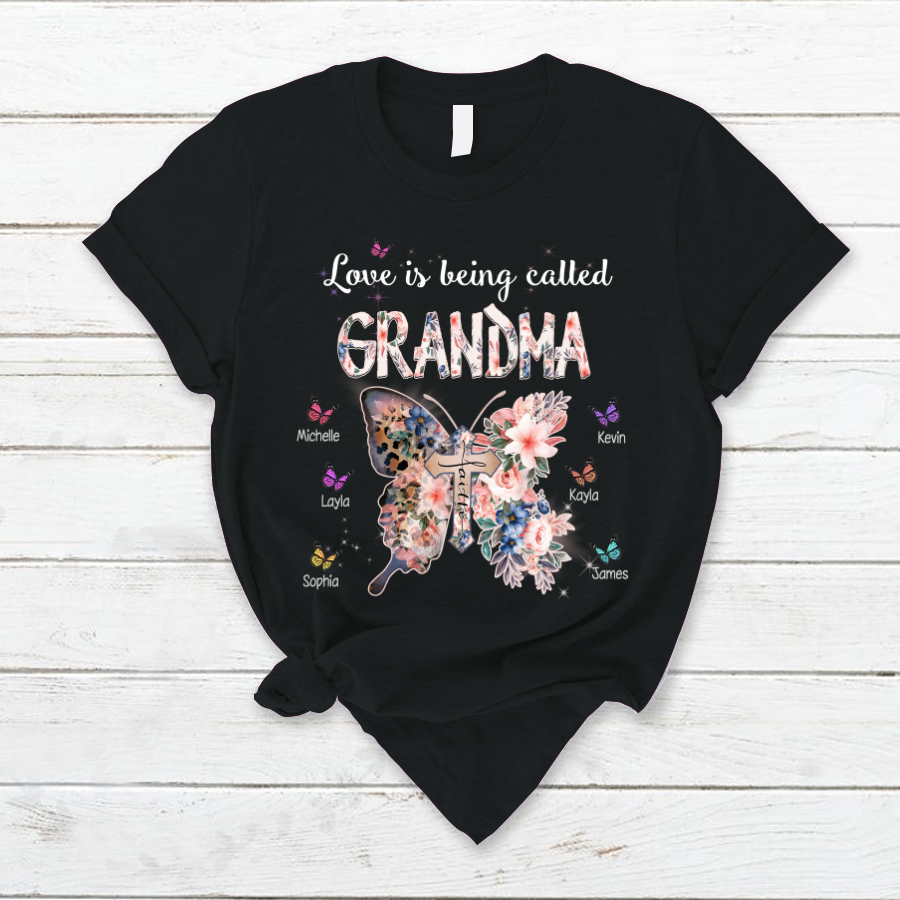 Personalized Love Being Called Grandma Butterfly T-Shirt