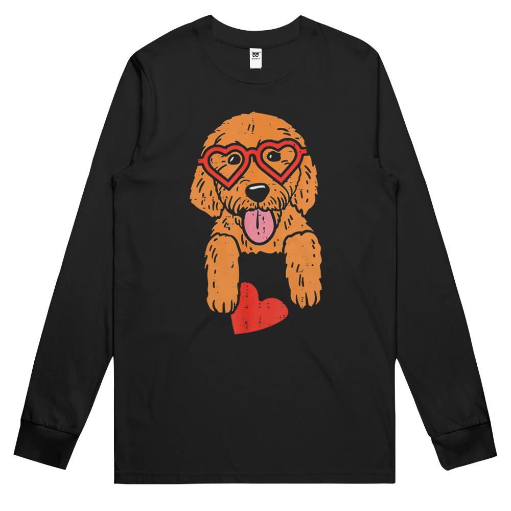 Goldendoodle Heart Pocket Cute Valentines Day Dog Lover Long Sleeve T Shirts