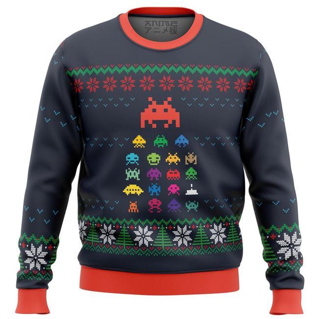 SPACE INVADERS PREMIUM UGLY CHRISTMAS SWEATER – AMAZING GIFT IDEA – THANKSGIVING GIFT