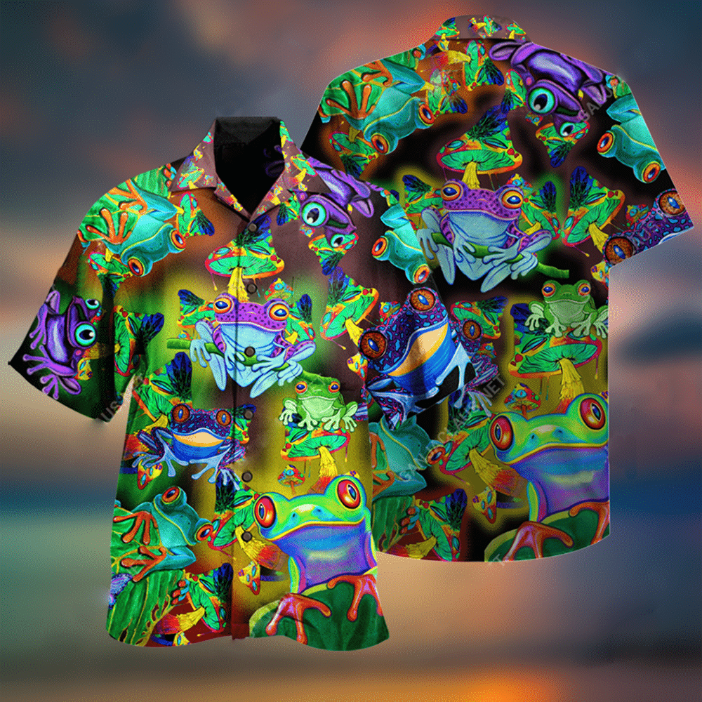 Shop Amazing Frogs And Mushrooms Unisex Hawaii Shirt Ha106176