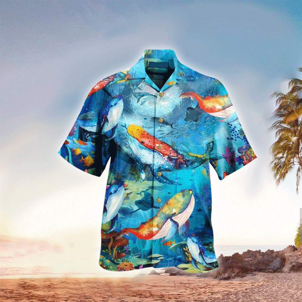 Whale Hawaiian Shirt, Whale Hawaiian Button Up Shirt Summer Gifts