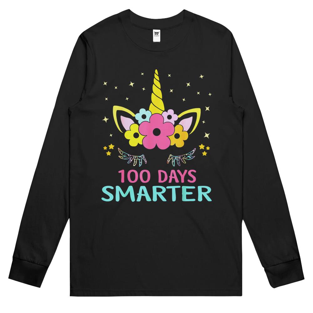 100 Days Of School Shirt Unicorn Girls Costume Gift Tee Long Sleeve T Shirts