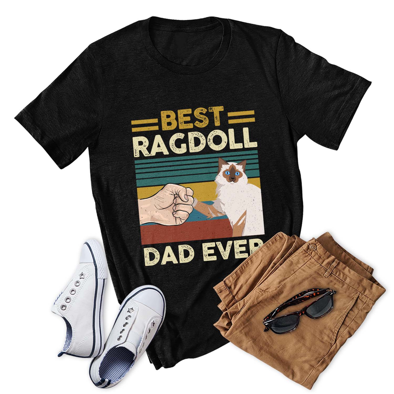 Best Ragdoll Cat Dad Ever Vintage Funny Cat Shirt Gift