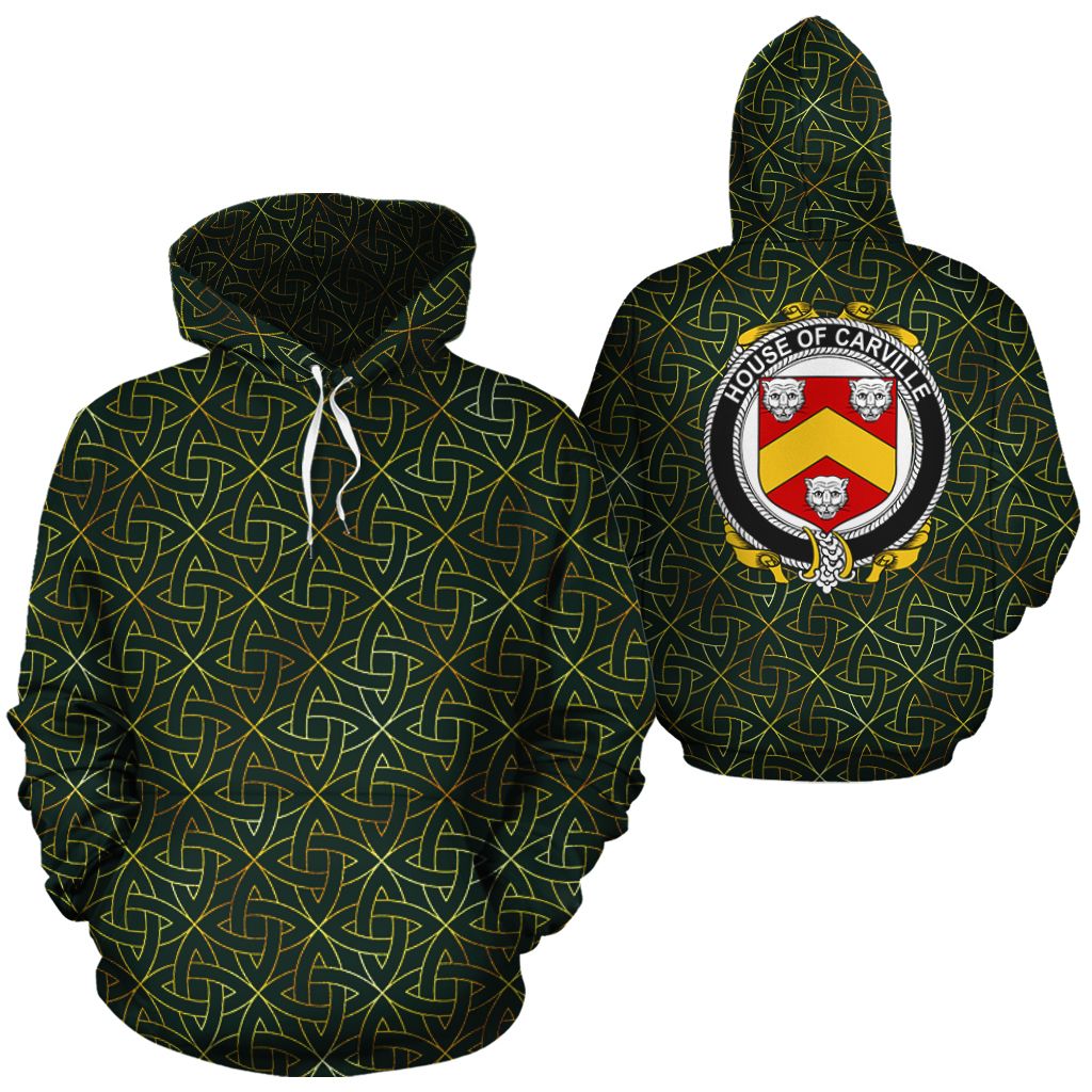 Carville Family Crest Ireland Background Gold Symbol Hoodie K9 ...