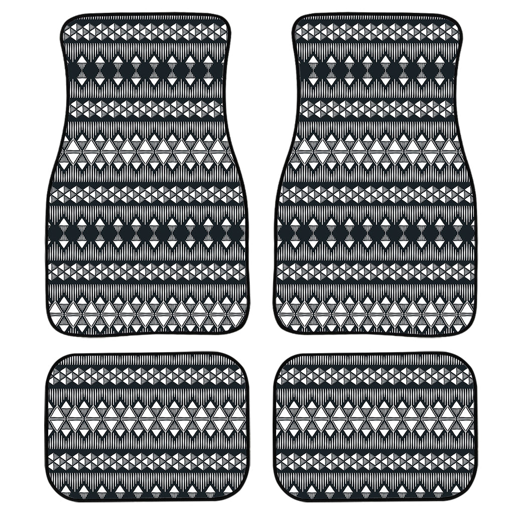 Black And White Tribal Geometric Print Front And Back Car Floor Mats, Front Car Mat