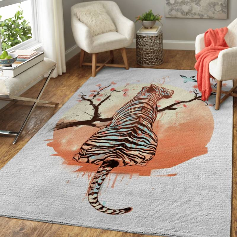 Tiger at sakura tree – Animals Area Rug Carpet