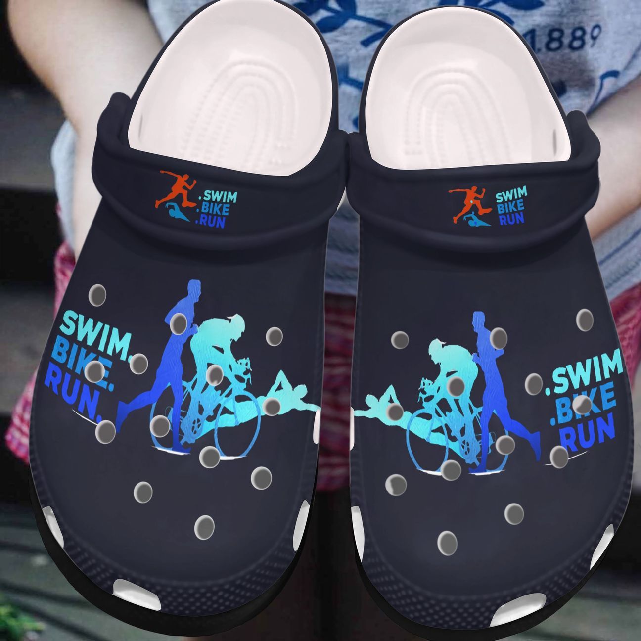 Triathlon Personalized Clog, Custom Name, Text, Color, Number Fashion Style For Women, Men, Kid, Print 3D Swim Bike Run