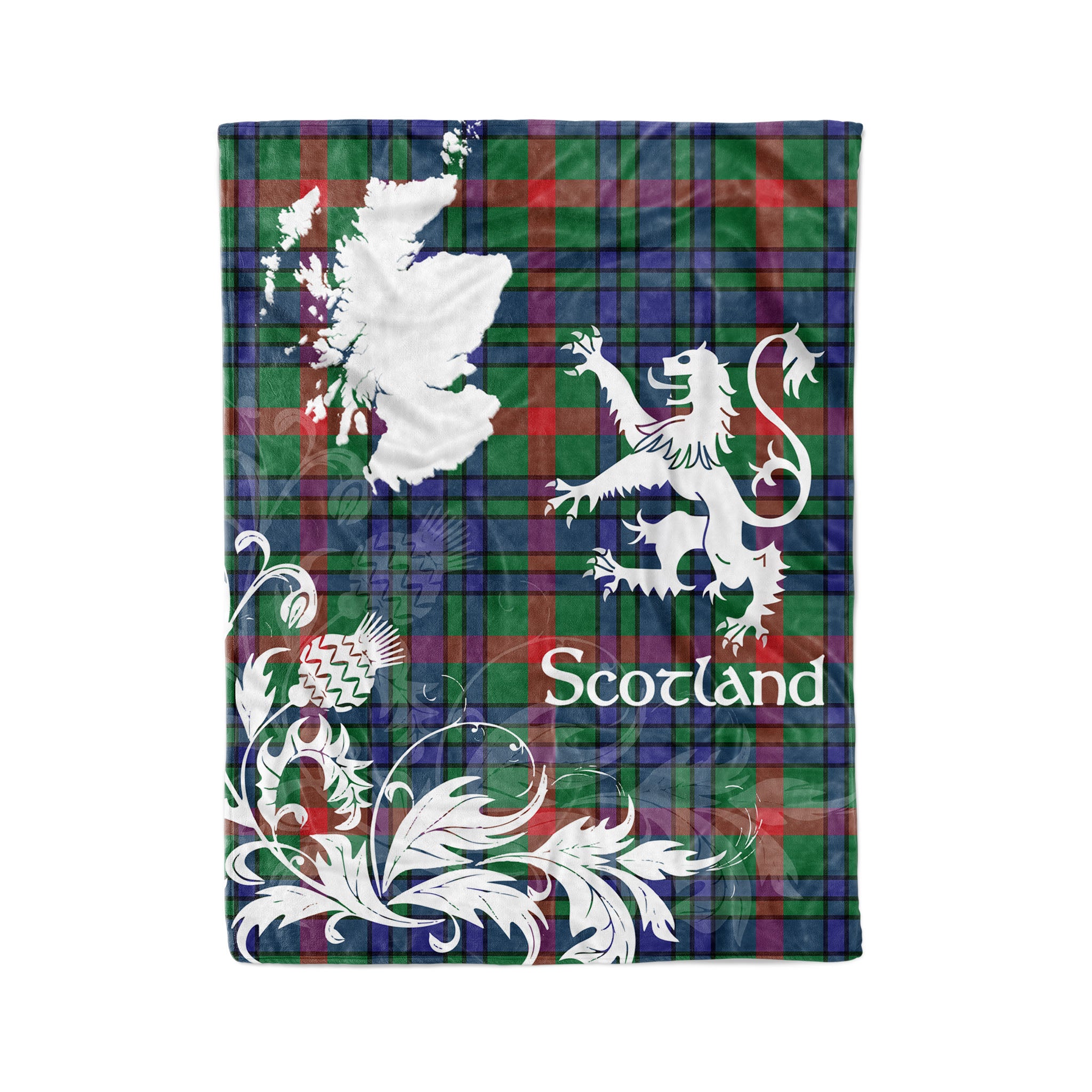 Tartan Plaid Fleece Blanket Tartan Blanket Thistle And Lion Scottish Clan Aiton Plaid Blanket