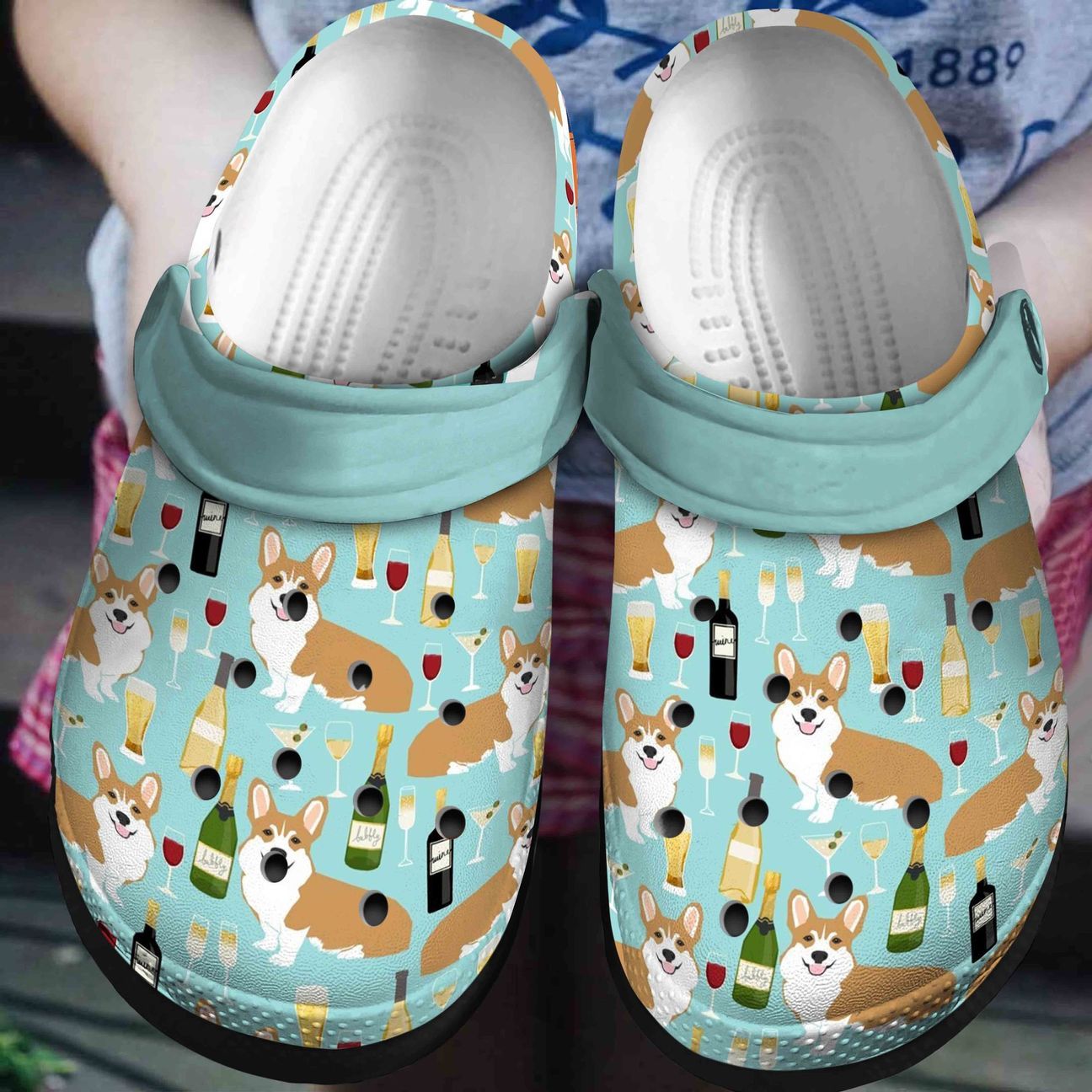 Corgi Personalized Clog, Custom Name, Text, Color, Number Fashion Style For Women, Men, Kid, Print 3D Wine And Corgi