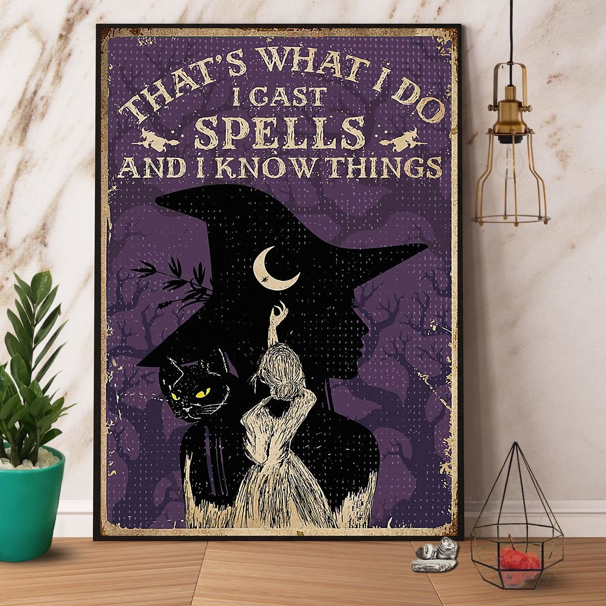 Witch & Black Cat That’S What I Do I Cast Spell And Know Things Halloween Gift Canvas And Poster, Canvas Prints, My Poster Wall, Canvas Wall Art, Wall Decor Visual Art