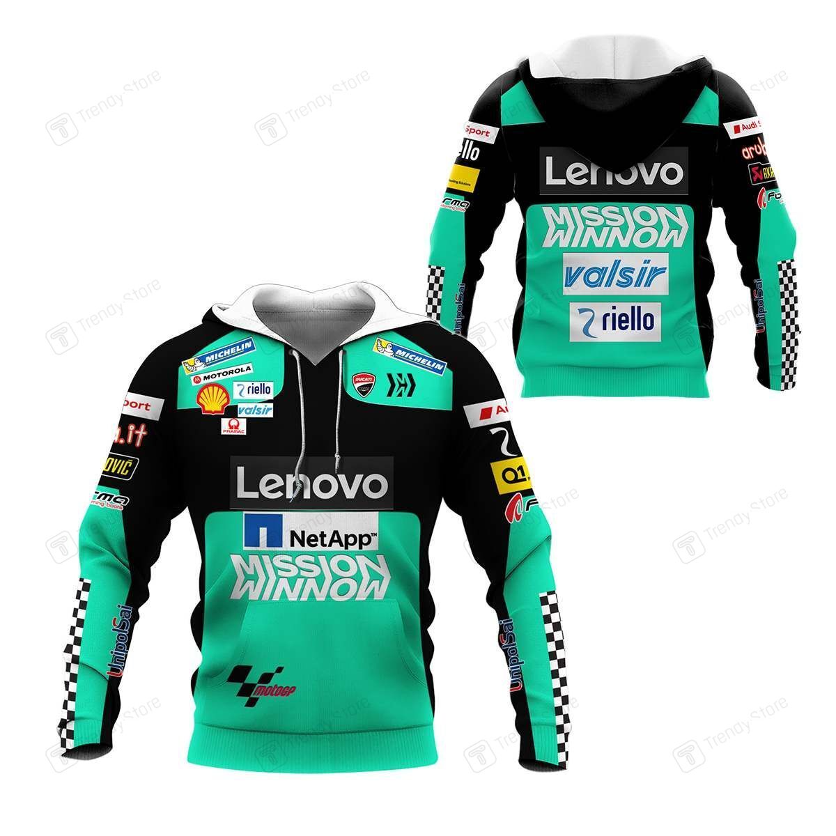 3D ALL OVER PRINTED DUCATI RACING SHIRTS VER1 (SEAFOAM)