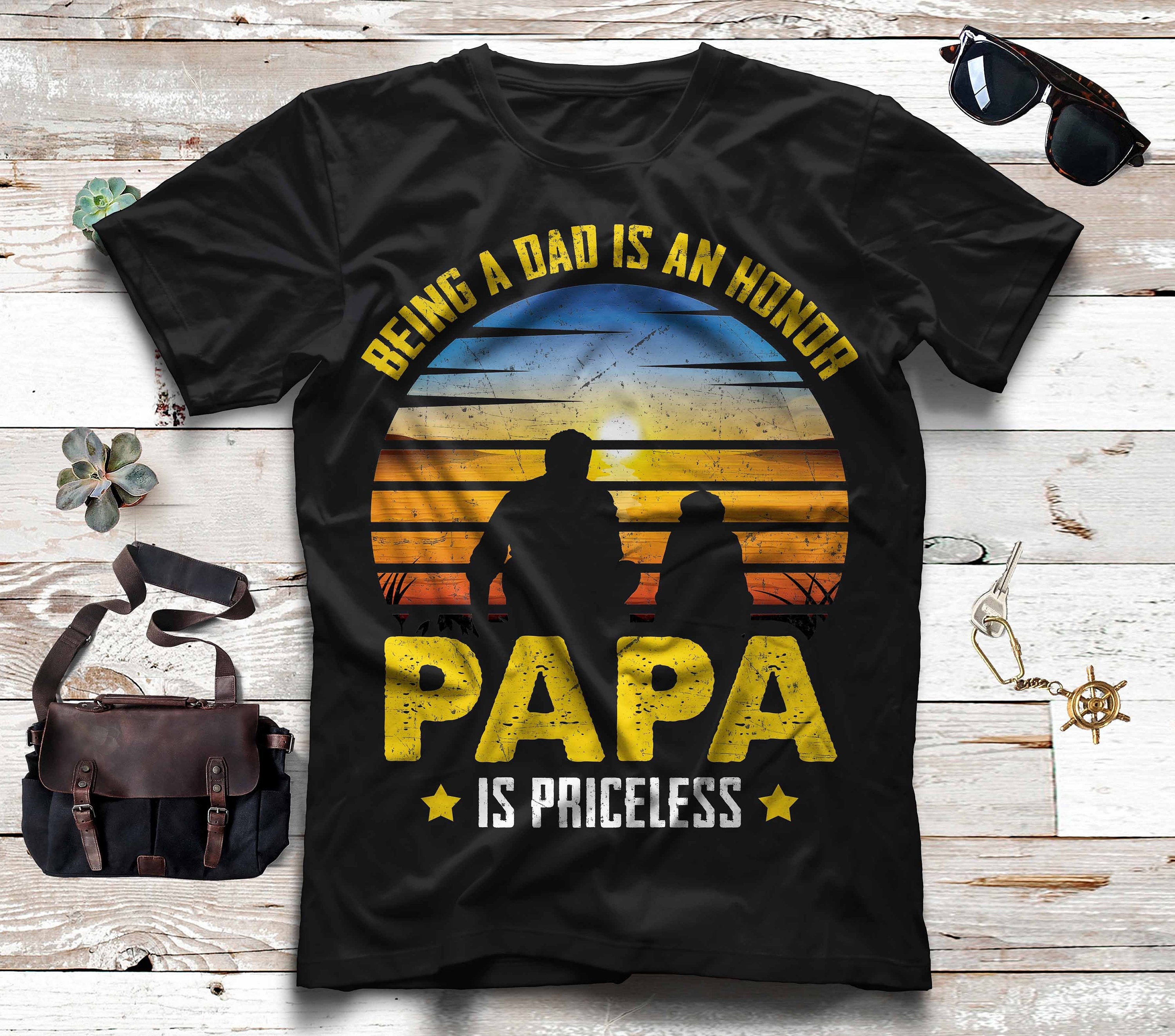 Being A Dad Is An Honor Being A Papa Is Priceless Vintage Graphic Unisex T Shirt, Sweatshirt, Hoodie Size S – 5XL