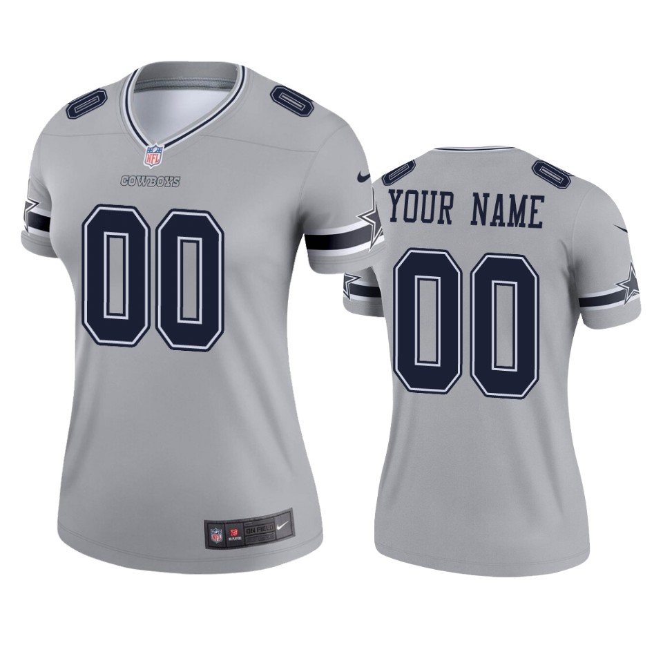 Womens Dallas Cowboys Custom Silver Inverted Legend Jersey