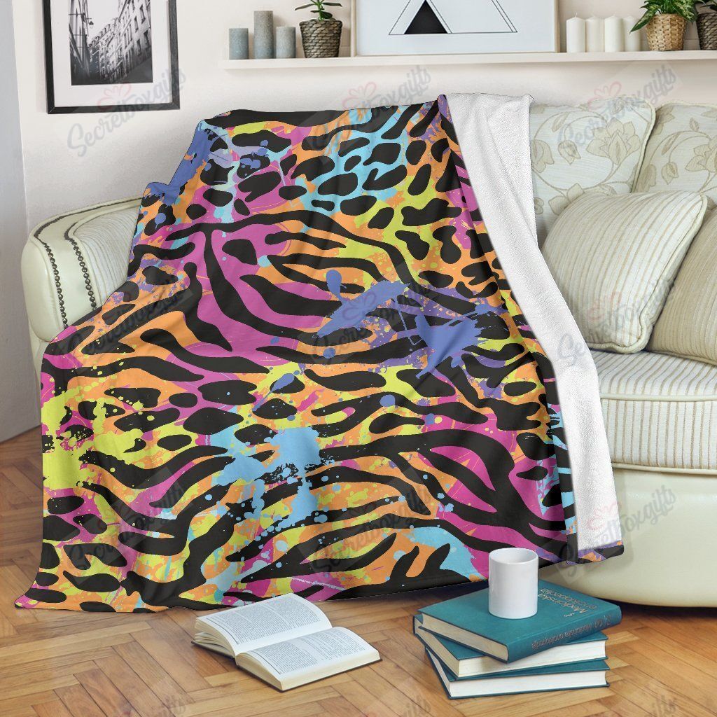 Colorful Zebra Leopard Xa0501693Cl Fleece Blanket