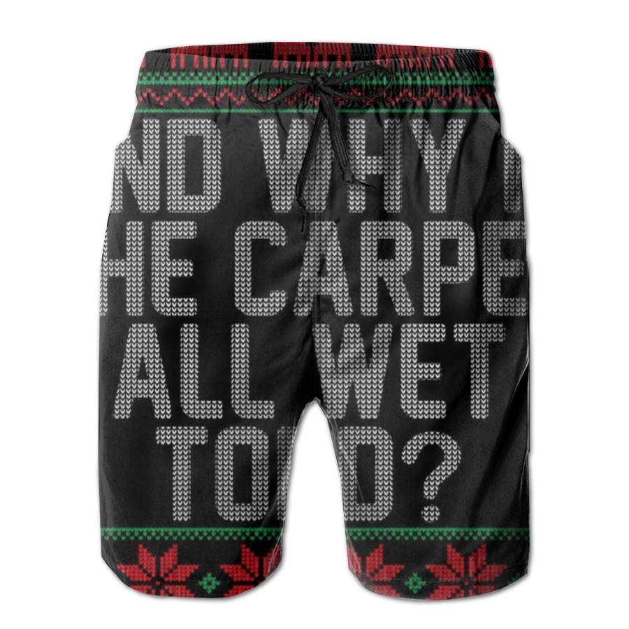 2 Pack And Why Is The Carpet All Wet Todd Ugly Christmas Poster Men Swim Trunks Drawstring Elastic Waist Quick Dry Beach Shorts with Mesh Lining Swimwear Bathing Suits