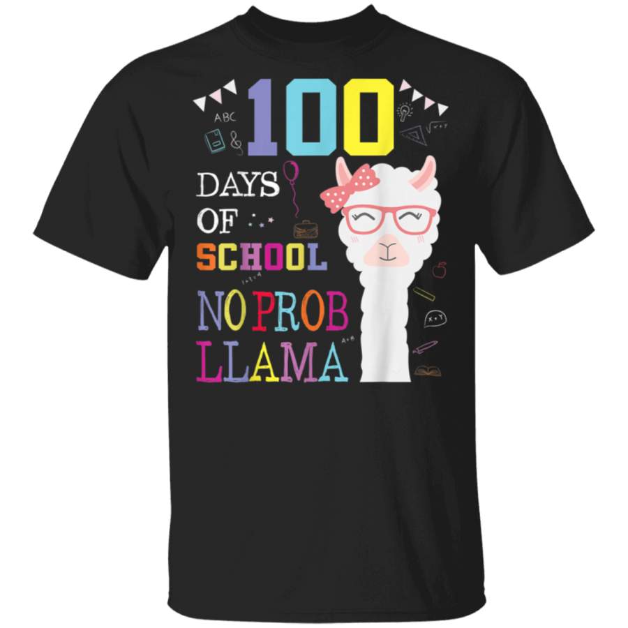 100 Days of School Shirt No Probllama Llama 100th day tshirt T-Shirt