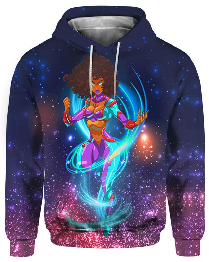 Strong Warrior Melanin Poppin Women Galaxy 3D Printed Sublimation Hoodie Hooded Sweatshirt Comfy Soft And Warm For Men Women S to 5XL CTC15011032