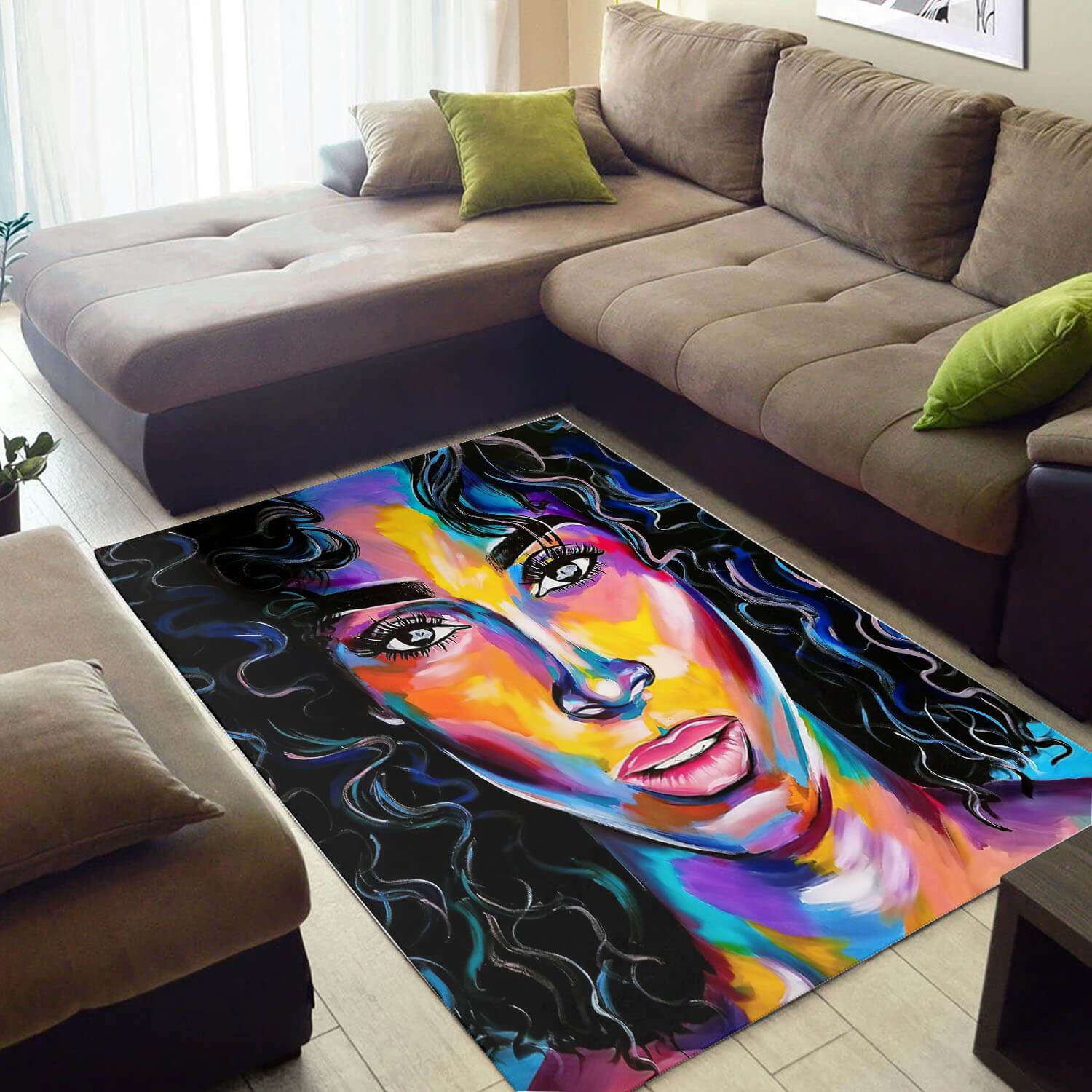 Modern African Rug Cute African American Art Black Queen African Carpet African House Decor WBG3775