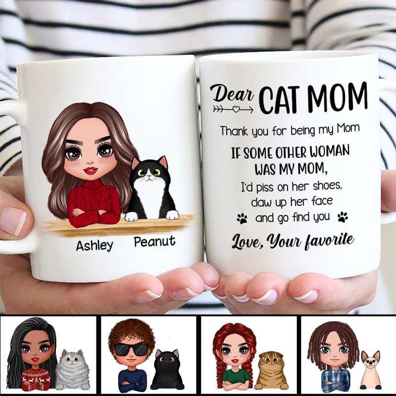 Dear Doll Cat Dad Mom Fluffy Cats Personalized Mug