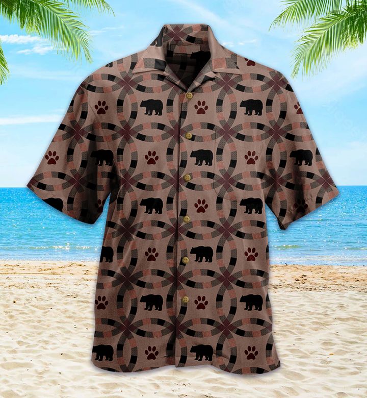 Woodland Bear Trail Brown Hawaiian Shirt 3D Hawaiian Shirt