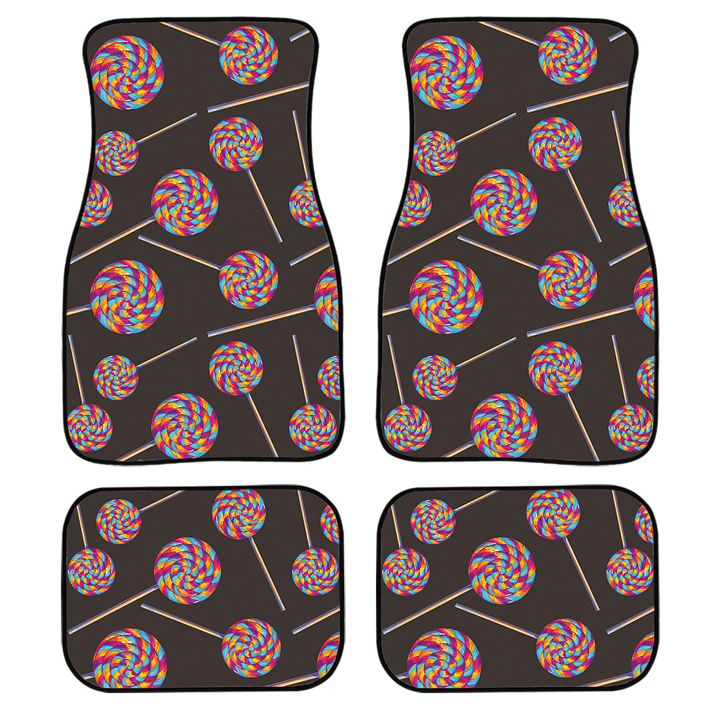 Colorful Swirl Lollipop Pattern Print Front And Back Car Floor Mats, Front Car Mat